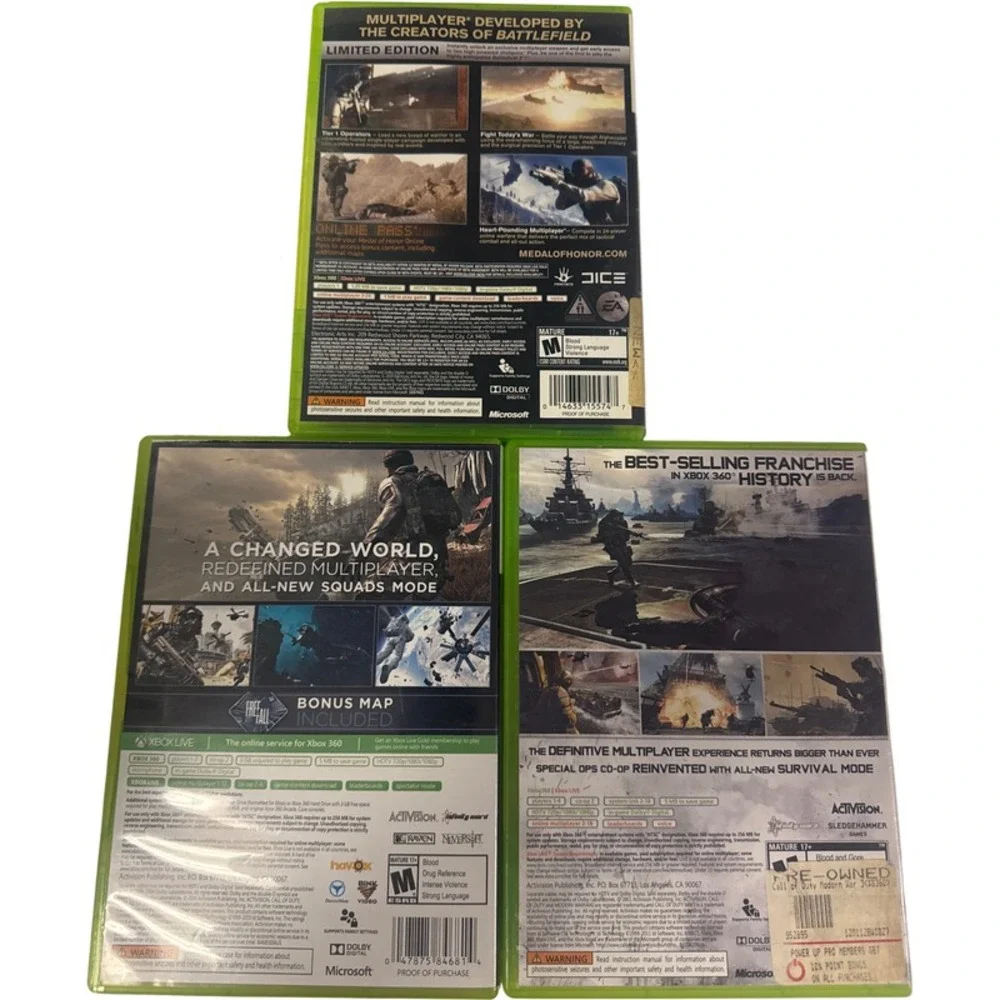 Xbox 360 Game Bundle Call of Duty MW3 Ghosts Medal of Honor Limited Edition‎